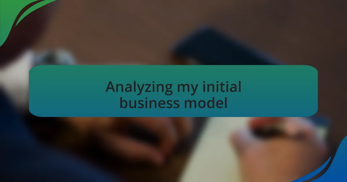 Analyzing my initial business model