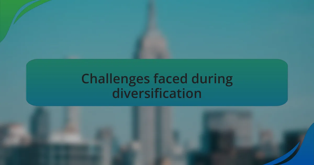 Challenges faced during diversification