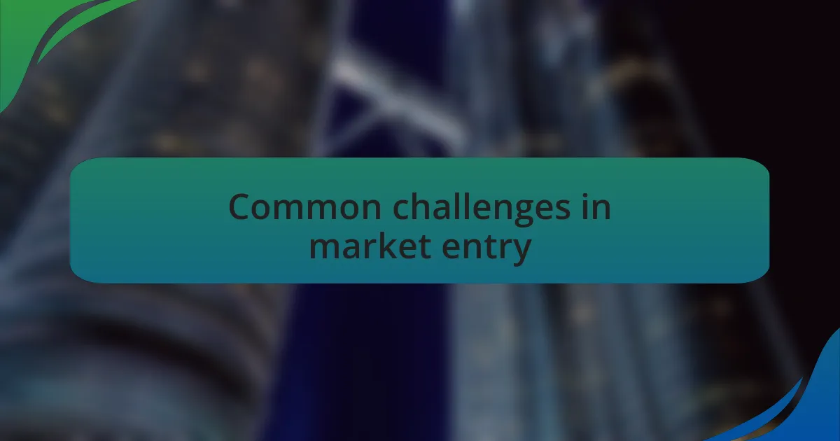 Common challenges in market entry