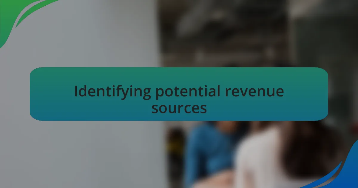 Identifying potential revenue sources