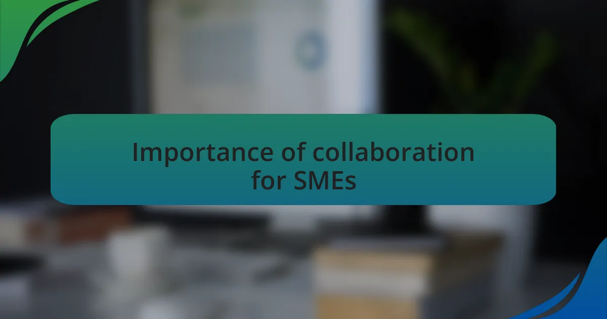Importance of collaboration for SMEs