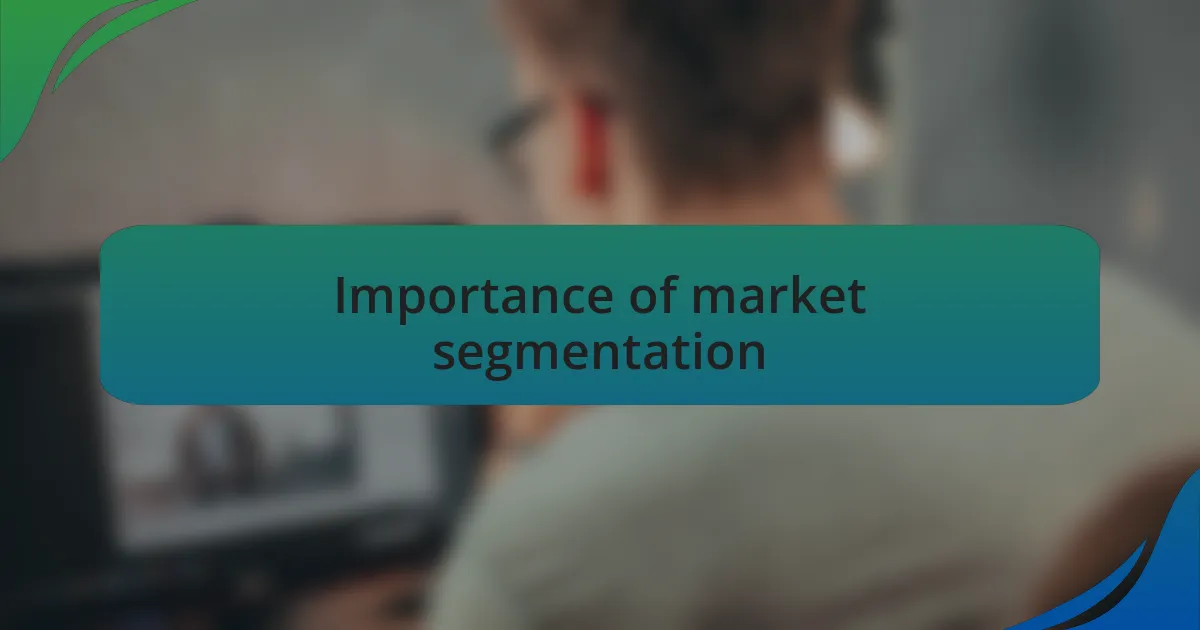 Importance of market segmentation
