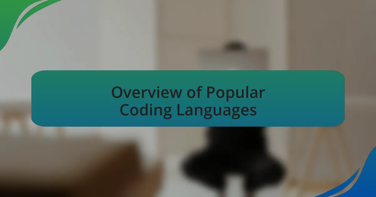 Overview of Popular Coding Languages