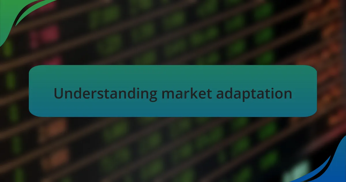 Understanding market adaptation