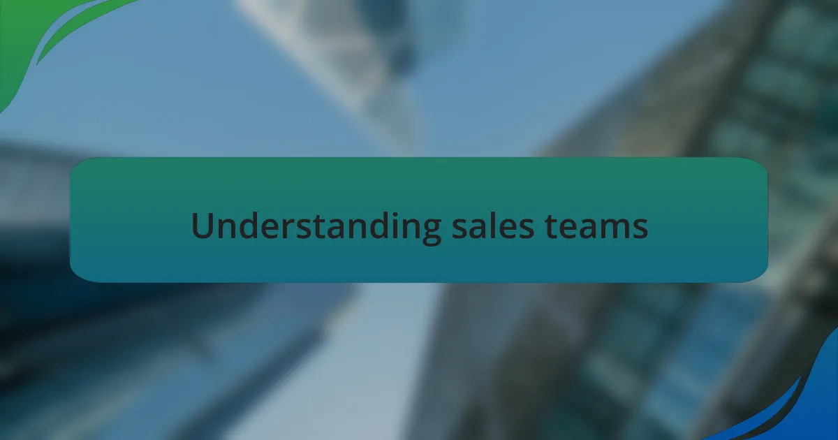 Understanding sales teams