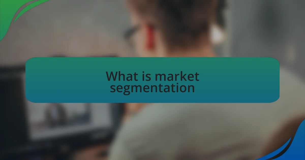 What is market segmentation